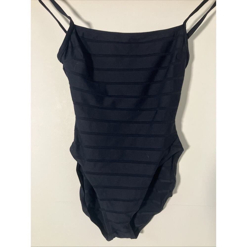 La Blanca Fluid Lines Lingerie One Piece Swimsuit Mesh Detail Black M 36" Chest